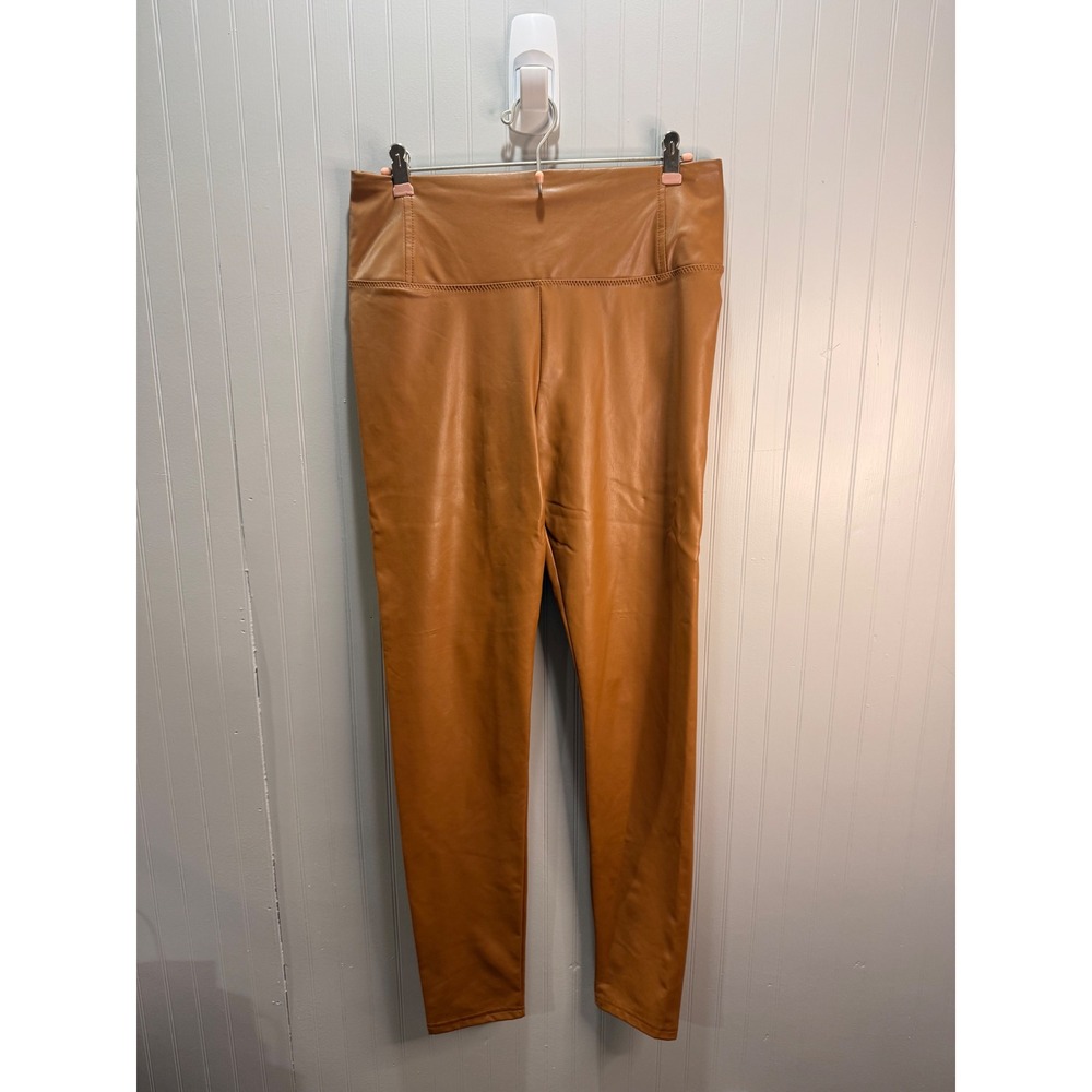 Bagatelle Collection Womens Faux Leather Leggings Camel Tan High Rise Size M